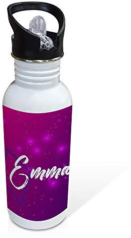 LolaPix Botella personalizada. Regalos personalizados para fans. Botella acero inoxidable. Libre BPA. Capacidad 600ml. Botella Straw Stop. UNICORN