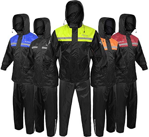 ALPHA CYCLE GEAR Tuta antipioggia per uomo e donna Giacche Pant Gear riflettente impermeabile (verde, grande)
