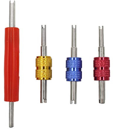 BokWin 4 piezas R134 R12 A/C HVAC aire acondicionado doble válvula Schrader herramienta de extracción de núcleo, removedor de núcleo de válvula, sistema de CA herramienta de instalación de coche y