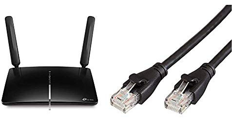 TP-Link Box 4G, Routeur 4G+ LTE Cat.6 300 Mbps WiFi AC 1200 Mbps, 2 x SMA pour Antenne Externe, 4 Ports RJ45 Gigabit & Amazon Basics Câble réseau Ethernet RJ45 catégorie 6-7,6 m