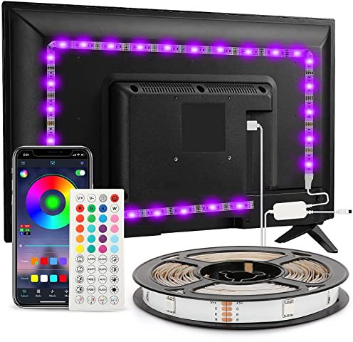 Enteenly Striscia LED TV 3 m, Striscia luminosa Retroilluminazione TV 40-65in, 5050 RGB USB con Telecomando Multicolore FAI DA TE Ritmo Musicale Striscia LED Controllato da APP per HDTV Monitor