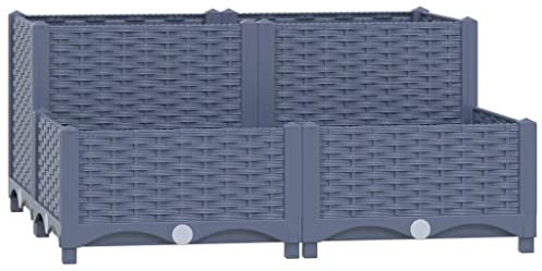 vidaXL Lit Surélevé Jardinière Bac à Fleurs Pot de Plantes Lit de Plantation Jardin Balcon Patio Extérieur 80x80x38 cm Polypropylène