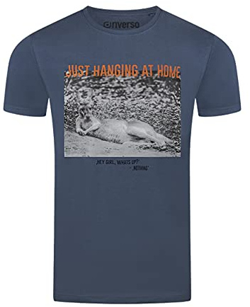 riverso Herren T-Shirt RIVCharly Fotodruck Rundhals Kurzarm Tee Shirt Regular Baumwolle Tierdruck Blau Weiß Grau Grün S M L XL XXL 3XL 4XL 5XL