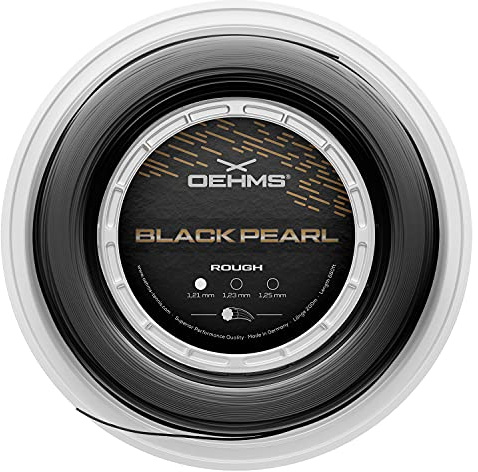 OEHMS Black Pearl Rough | Gerillte Co-Polyester-Tennissaite | Spin & Power | Ø 1,21 mm (17 Lg) | 200 m Rolle (201,2 m)