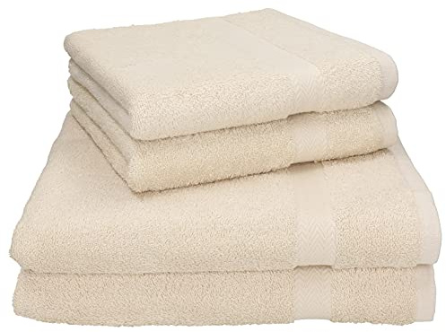 Betz Premium Handtuch Set 4-teilig – 2 Duschtücher 70×140 cm & 2 Handtücher 50×100 cm, 100% Baumwolle 470 g/m², saugstark & weich, Oeko-TEX® Farbe Sand