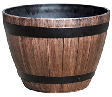 Yusat Maceta de resina de polipropileno de imitación de madera, barril de plantación de madera, maceta grande de plástico creativo para plantar flores y árboles