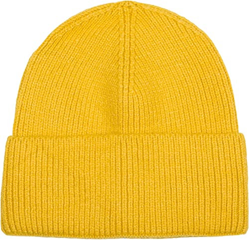 styleBREAKER Unisex Strickmütze mit Rippenmuster und breiter Krempe, Feinstrick Mütze doppelt gestrickt, Strick Beanie 04024190, Farbe:Senf