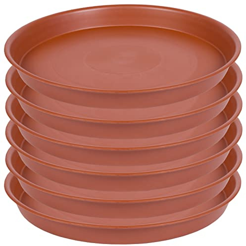 Bleuhome 6 Stück 25.4 cm Pflanzuntersetzer, Kunststoff Pflanzenuntersetzer 25.4 cm rund, Blumenpflanzen-Untersetzer für Innenräume, Pflanzschalen für Übertopf 20.3 cm/22.9 cm/25.4 cm (Terracotta)