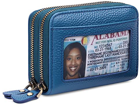 GAEKEAO Portefeuille Femme en Cuir véritable Blocage RFID Porte-Cartes de crédit, Petit à Fermeture éclair Porte Monnaie pour Femmes avec 9 Emplacements de Carte