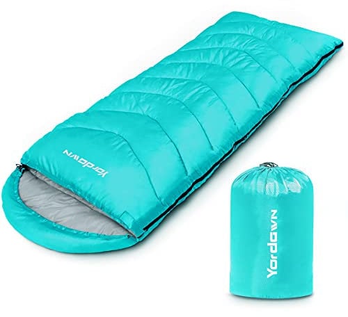 Yordawn Schlafsack Outdoor Camping Erwachsene Kinder, Schlafsäcke Sommer Winter 3-4 Jahreszeiten, Deckenschlafsack Ultraleicht Sleeping Bag Kleines Packmaß Reiseschlafsack Wasserdichter, Himmelblau