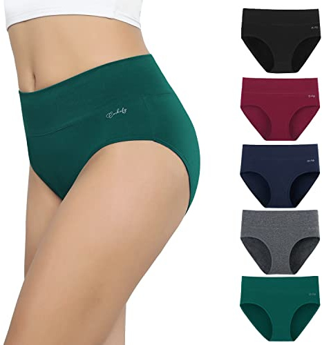 anqier Unterhosen Damen 5er Pack Stretch Baumwolle Hohe Taille Slips Damen