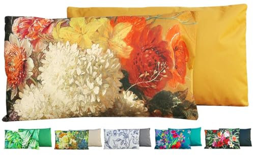 JACK Outdoor Lounge Kissen 30x50cm Motiv Dekokissen inkl. Füllung Wasserfest Sitzkissen Garten Stuhl, Farbe:Wildblumen