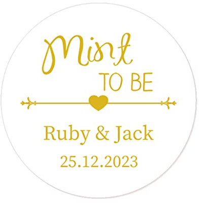 50 PERSONALISIERT 'Mint To Be' Hochzeitssticker Aufkleber - 4 cm Runde Papieraufkleber Etiketten für Hochzeit,Junggesellenabschied,Brautparty,Gastgeschenk,Tüten - Rd 006 (004)