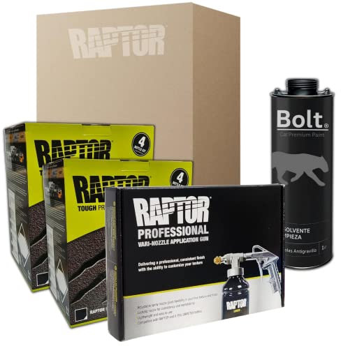 2 x PINTURA RAPTOR 2K KIT NEGRO 4 LT + PISTOLA PROFESIONAL + DISOLVENTE LIMPIEZA