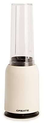 CREATE/MOI/Blender avec verre amovible Blanc cassé/Mixeur pour smoothies et milk-shakes, 400 ml en verre, usage unique, sans BPA, portable, lames en acier inoxydable, 230W