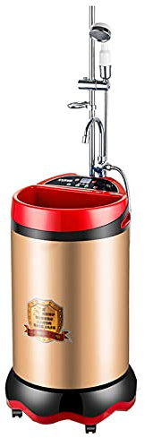 YYUINU Portable Mobile Water Heater,2000W Intelligent Electric Shower,Built-in Lithium Battery,LCD Panel, 24h Appointment Heating, UV Antibacterial Lamp, 304 Stainless Steel Suit,Golden