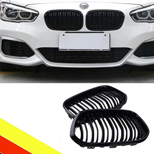 POETRYXIAO Kühlergrill Niere Sport Schwarz Glanz Doppelsteg für 2015-2018 1er F20 F21,Geeignet für Tuning