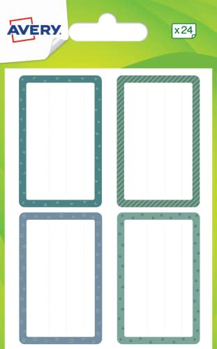 AVERY - Tüte mit 24 blau-grünen Motiven, Format 36 x 56 mm.