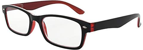 Eyekepper Lesebrille mit Federscharnieren für Damen Schwarz Rot Rahmen Leser +1,00