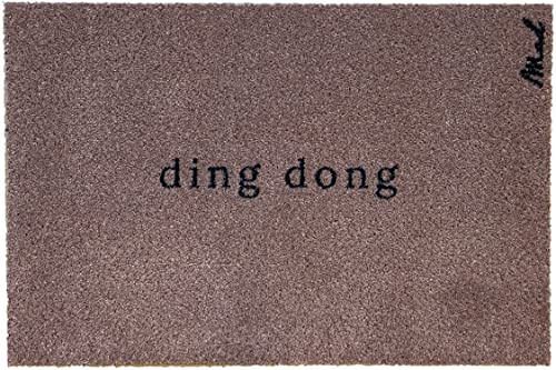 Mad about Mats Fußmatte Anna, Türvorleger, Fußabtreter, Haustür, mit Spruch Ding Dong, Lustig, Outdoor & Indoor, Maschinenwaschbar, rutschfest, Strapazierfähig, Braun, 50 x 75 cm