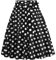 Damen 1950er Jahre Vintage Rock A Linie Faltenrock Hohe Taille Midirock Blumendruck Tellerrock Polka Dot Rockabilly Swing Rock mit G?rtel Knielang Partyrock Schwarz XXL