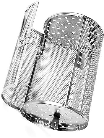 Cestello per friggitrice ad aria a torre, cestello per griglia girarrosto in acciaio inox, cestino rotondo per friggitrice ad aria, cestello girevole a 360°