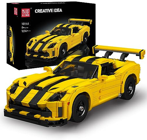 Mould King 10046 MOC Technik Rennauto für Speed Fast Furious 1989 Dodge Viper Modellauto Spielzeug Auto-Modell zum Bauen, Technologie Klemmbausteine Bausatz Toys （1236 pcs）