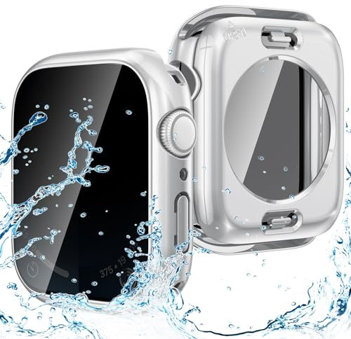 Goton Wasserdichte Schutzhülle für Apple Watch, Displayschutzfolie, 46 mm, 42 mm, 45 mm, 44 mm, 41 mm, 40 mm, Ultra 2, 49 mm, SE Serie 10, 9, 8, 7, 6, 5, 4, Anti-Spionage-Gesichtsabdeckung, Stoßstange