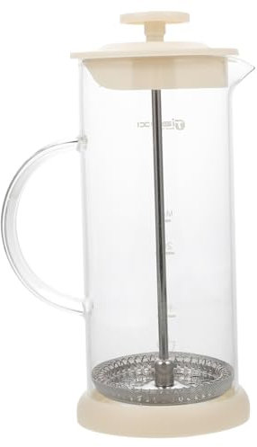 MAGICLULU Handheld Manual Milk Frother 450ml Glass Pitcher Ergonomic Handle Stainless Steel Plunger for Coffee Latte Cappuccino Easy to Wash