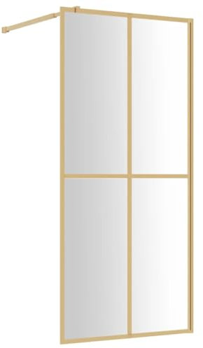 Paroi de Douche, Cabine de Douche Cloison de Douche Paroi de douche avec verre ESG transparent doré 80x195 cm