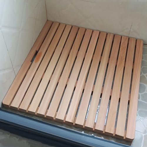 Tappetino da bagno per doccia, tappetino da bagno in legno impermeabile, poggiapiedi antiscivolo, copertura per vasca, protezione per pavimenti resistente, per bagno, porta, piscina (Color : Natural