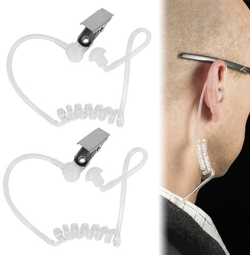 TYVOM 2 Pcs Replacement Acoustic Tube for 2-Way Radio Audio Headsets,Ear Piece Headset Earpiece Agent Security Earpiece Transparent Coil Audio Tube for Radio Earpiece