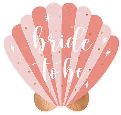 Servietten BRIDE TO BE Partyservietten Muscheln für JGA Party Tischdeko Junggesellinnenabschied Hochzeit Verlobung, Servietten Rosa Pink 33 x 33cm