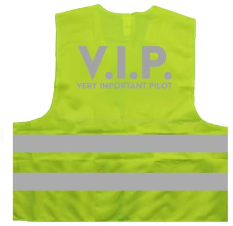 VIP Very Important Pilot Warnweste BZW. Signalweste mit reflektierendem Aufdruck - Größe L/XL, Gelb
