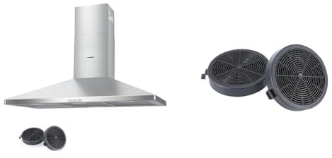 COMFEE' 90 cm Chimney Cooker Hood Class A+ Extractor Hood with LED and Recirculating & Ducting & COMFEE’Recirculating Carbon Charcoal Filter Replacement CF04 for Cooker Hoods and Extractor