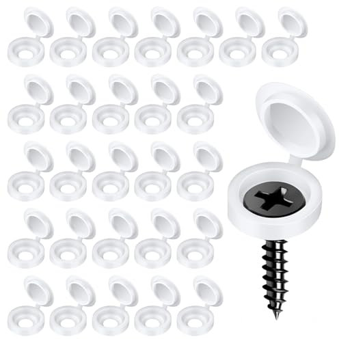 RXKFIGX 200 Pièces Capuchons de Vis à Charnière Bouchon à Vis Plastique Capuchons à Vis Snap-on pour Décoration de Maisons Armoires et Armoires de Meubles Blanc Couvertures à Vis