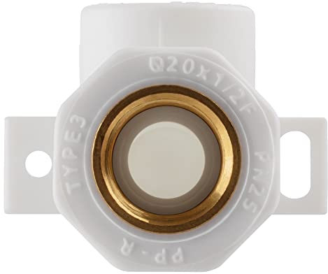 PPR Aqua-Plus Wandanschlusswinkel 20mm, 90 Grad- Wandwinkel mit Innengewinde 1/2 Zoll Anschluss, Fusiotherm (Wandanschlusswinkel, 1)