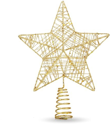 Punta a Forma di Stella per Albero di Natale, Decorazione per la Cima dell'Albero (Oro)