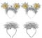 Epokus 4 Stück Silvester Haarreif, 2025 Happy New Year Haarreifen, Silber Neujahr Stirnband, Gold Stern Silvester Kopfschmuck für Kinder Erwachsene Silvesterparty Haarschmuck Neujahrdeko