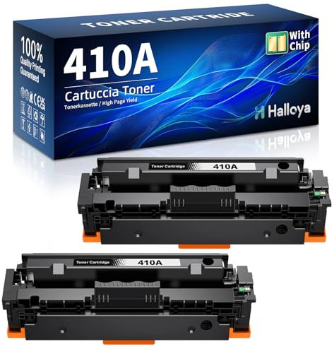 Halloya 410A Toner Kompatibel für HP 410A 410 410X CF410X CF410A Color Laserjet Pro MFP M477fdw M477fdn M377dw M477fnw M452dn M452dw M452nw M452 M477 M377 (Schwarz, 2-Pack)