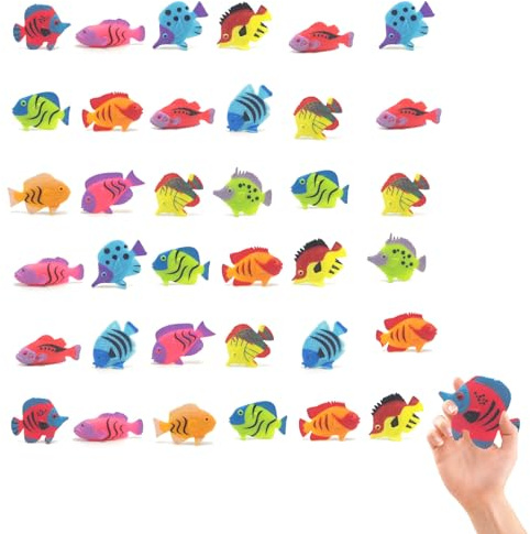 DERJDISF Tropische Fische PVC Modellset – 36 Stück, 12 Verschiedene Fischarten, 6 Farbschemata, realistische Details, ideal für Dekoration und Bildung