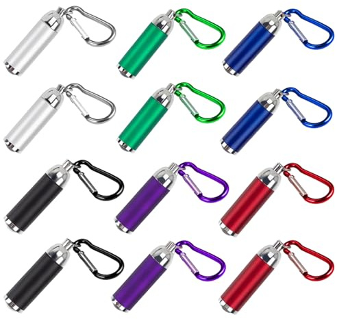 UQTUKO Mini LED Taschenlampe, 12 Stück Kinder Taschenlampe Schlüsselanhänger Wasserdicht Klein Mini Schlüsselanhänger Kinder Handlampe für Wandern, Camping, Notfall