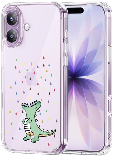 Unov Hülle für iPhone 17, Handyhülle Klar mit Motiv, Regenbogen Dinosaurier | Transparente Schlank Guter Halt, Rutschfest Prägung Muster, Stoßfest Schützende, Erhöhter Kameraschutz, Kratzfest Weich TPU