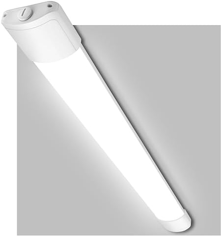 LEOEU Feuchtraumleuchte LED Röhre 60CM, 20W 2400LM Kellerlampe LED Feuchtraumlampe mit IP65 Wasserfest Lichtleiste, Deckenleuchte Flach für Büro Küche Keller Garage Lager Flur