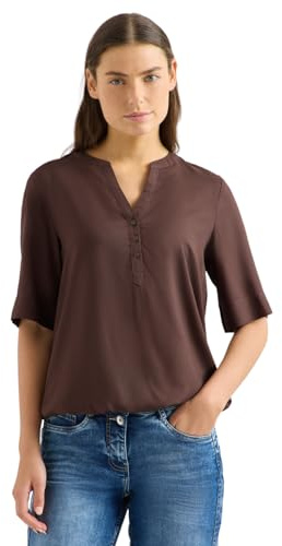 Cecil Damen Bluse mit Split Neck und Elastiksaum