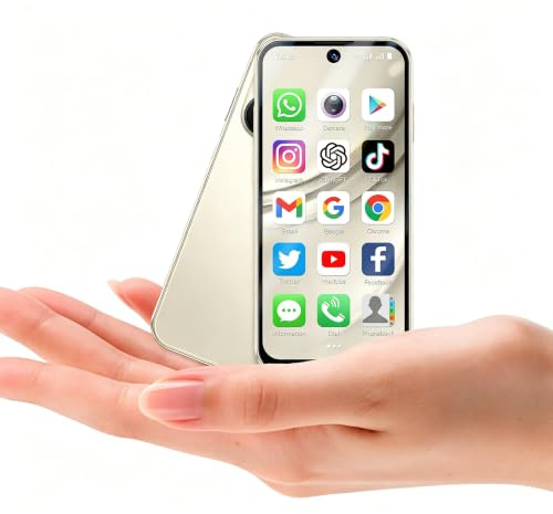 Longben Mini smartphone sbloccato, telefono cellulare sistema 4G Android12, piccolo telefono a schermo intero da 3,88 pollici, doppia scheda SIM, GPS/WiFi/Riconoscimento facciale/OTG (oro, 32, GB)