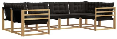 vidaXL Outdoor-Sofagarnitur mit Kissen 6 pcs Weiß und Schwarz, Garten-Sofa, modernes Outdoor-Sitzset, strapazierfähige Terrassenmöbel, gemütliche Lounge für Dein Wohnzimmer
