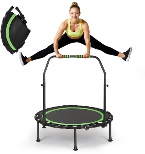 Trampolin Indoor,Trampolin Indoor,Mini Fitness Indoor Exercise Workout Rebounder Sport Trampolin mit Griff,Ø 101cm Mini Trampolin Tragkraft 150kg