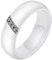 HIJONES Damen 6MM Weiß & Schwarz Keramik Ring Einfach mit Zirkonia Engagement Hochzeit Band Single Weiß Größe 62