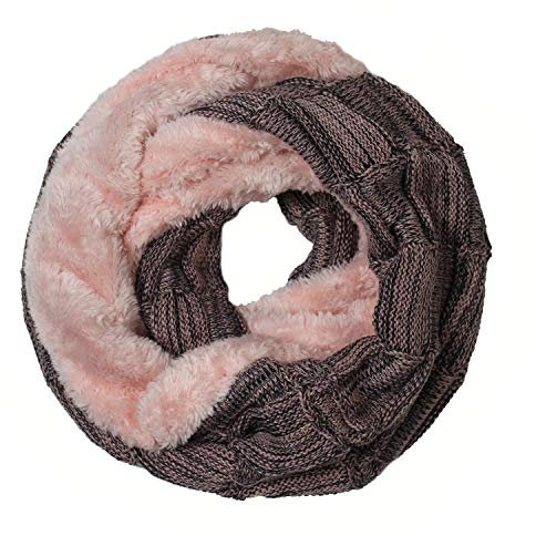 Glamexx24 Winter Schal warmer Feinstrick loop schal Strick Schlauschal weichem Fleece Innenfutter Flecht Muster, Rosa 4, Einheitsgröße